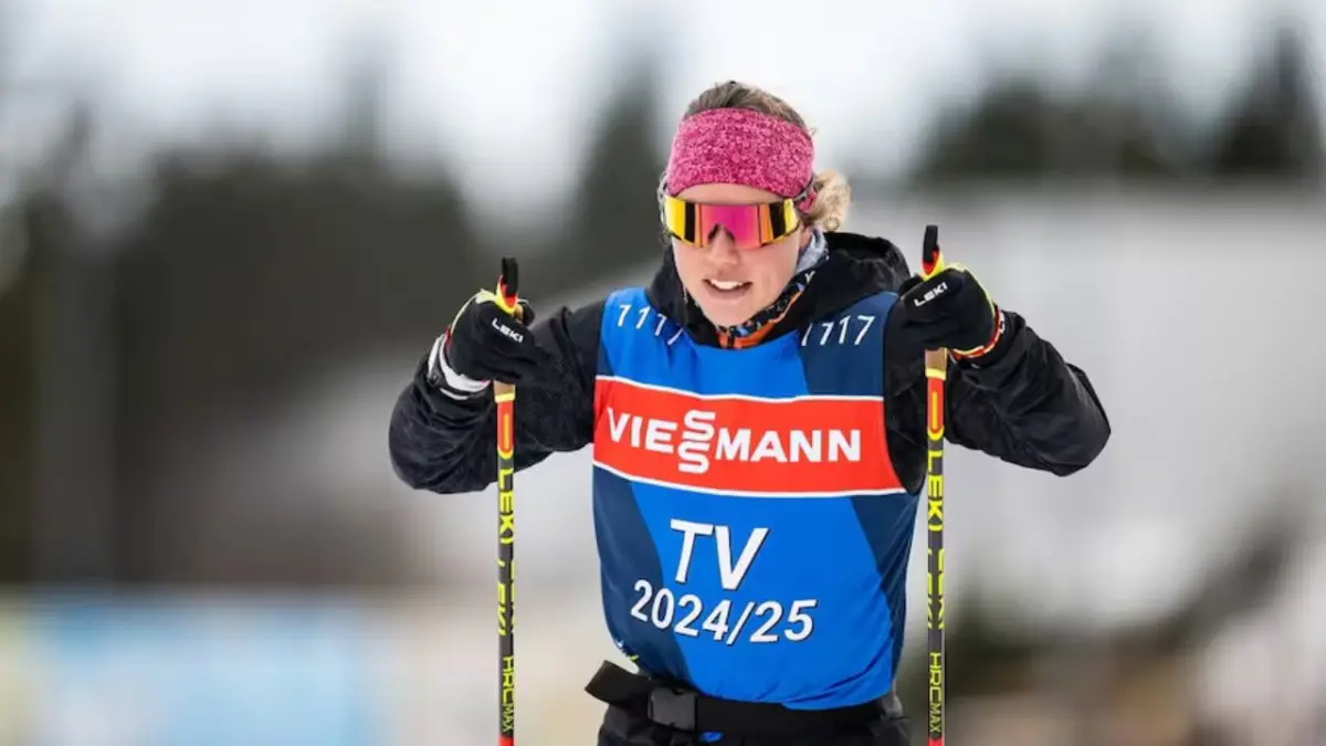 La alemana Laura Dahlmeier, doble campeona olímpica de biatlón en 2018.