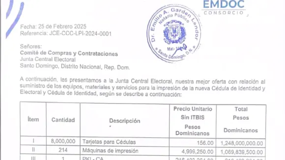 EMDOC propone contrato de más de RD$3 mil millones para impresión de nueva cédula