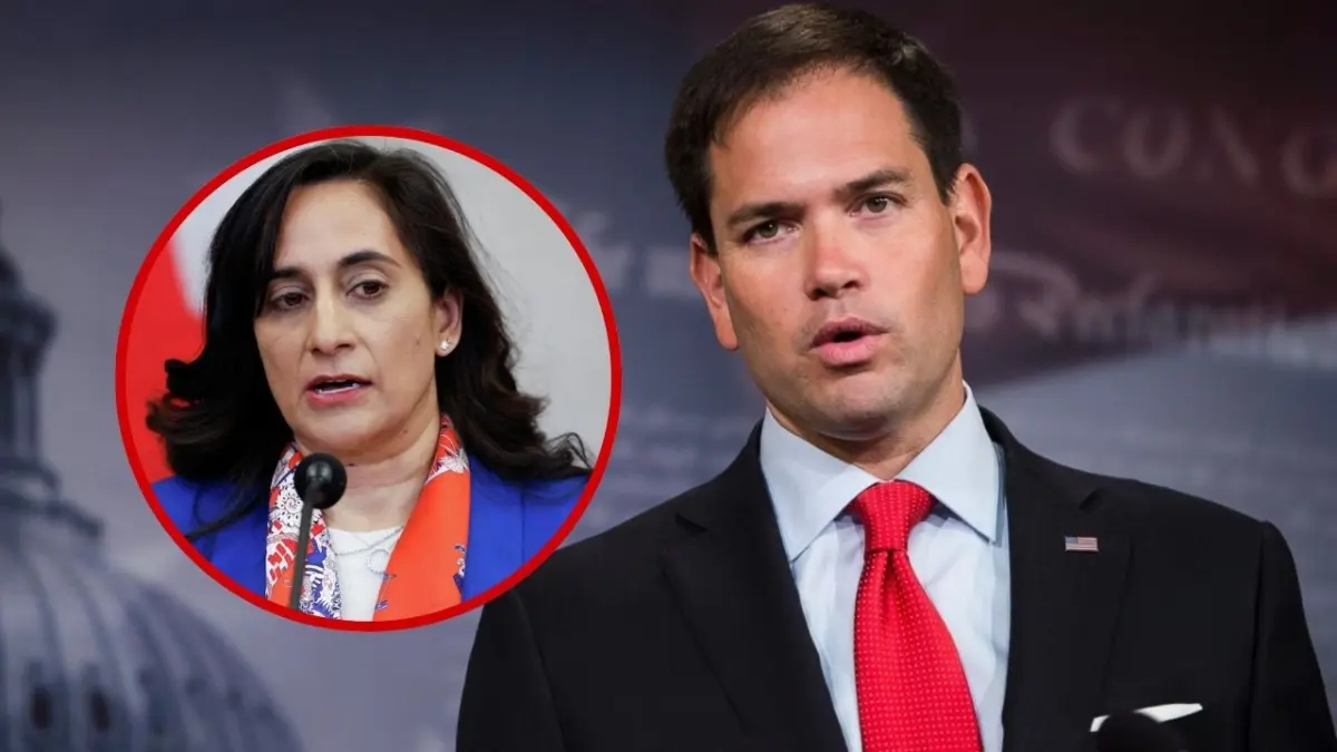 El secretario de Estado de EE.UU., Marco Rubio, y la ministra de Exteriores de Canadá, Anita Anand.