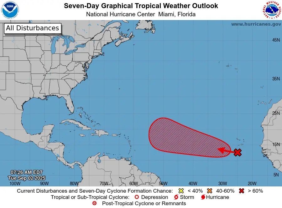 Aunque aún es temprano para determinar con precisión el rumbo que podría tomar este sistema, el pronóstico inicial indica que se moverá a través del Atlántico oriental y central durante esta semana y el fin de semana, manteniéndose por el momento lejos de las costas del Caribe y América continental.