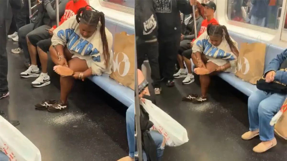 Captan a mujer exfoliándose el pie en pleno metro de Nueva York