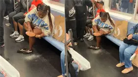 Captan a mujer exfoliándose el pie en pleno metro de Nueva York
