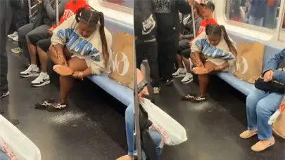 Captan a mujer exfoli&aacute;ndose el pie en pleno metro de Nueva York