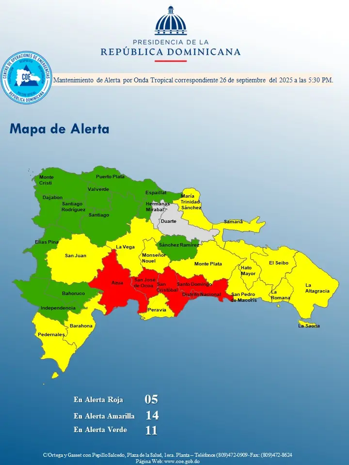 Vaguada mantiene en alerta a 30 provincias y deja 2,555 desplazados y 11 comunidades incomunicadas