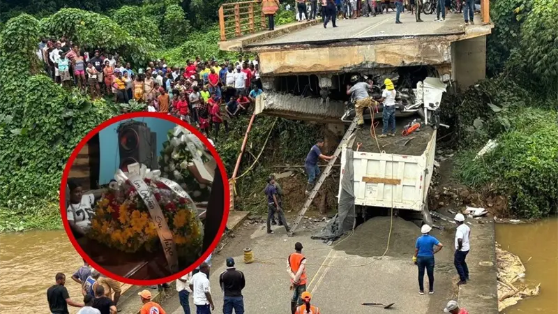 Velan restos de conductor fallecido en colapso de puente en Yamasá