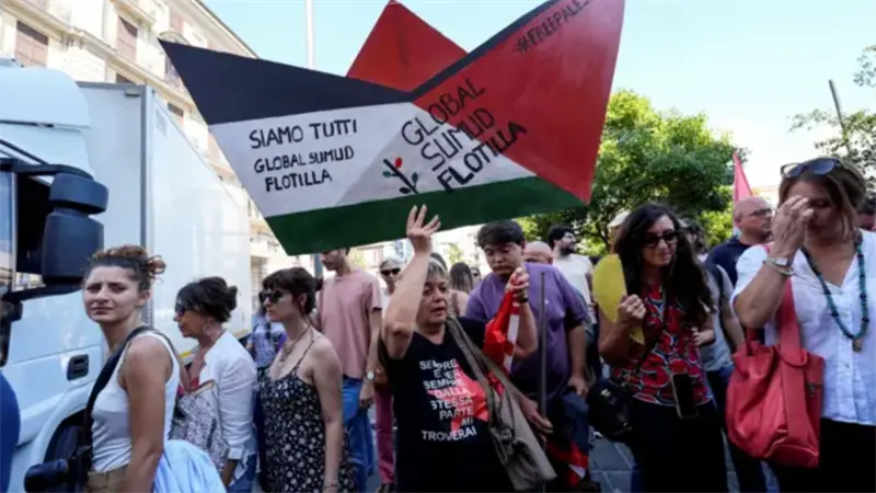 Protestas en varios puntos de Italia y convocatoria de huelga por la Flotilla a Gaza