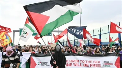 Manifestación multitudinaria toma Roma en apoyo a Gaza y la Flotilla