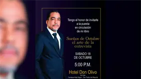 Diógenes Pina pondrá en circulación libro Sueños de octubre