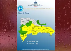 COE eleva alerta amarilla para 17 provincias y el Distrito Nacional por tormenta tropical Melissa