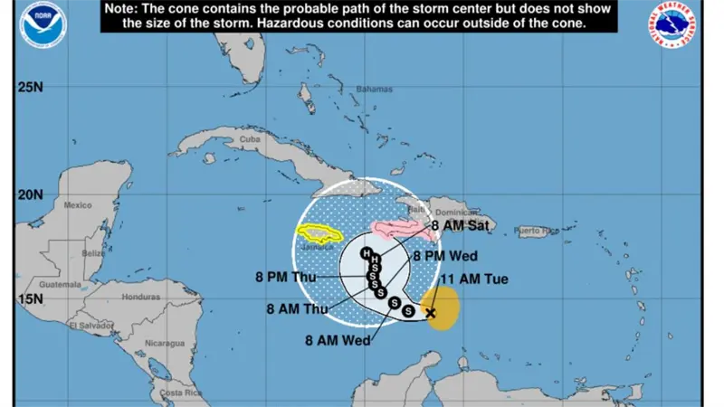 Tormenta tropical Melissa amenaza con lluvias intensas a  República Dominicana
