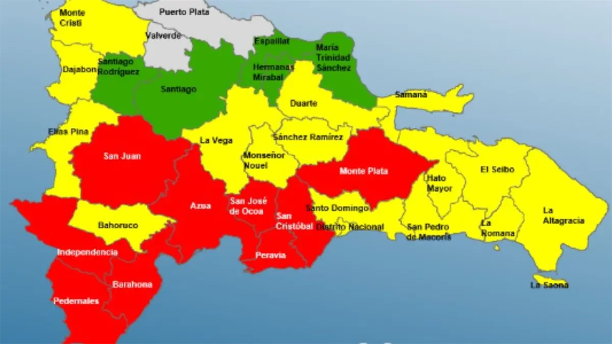 COE mantiene 9 provincias en alerta roja, 16 en amarilla y 5 en verde por efectos del huracán Melissa