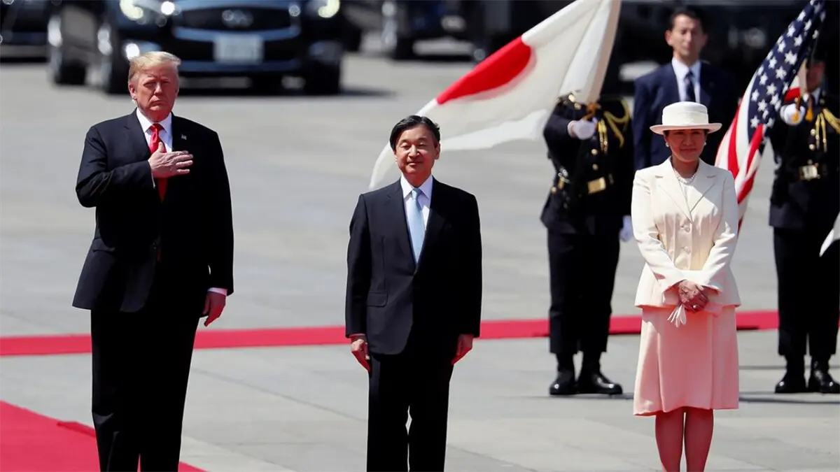 El presidente de Estados Unidos, Donald Trump con el emperador de Japón, Naruhito.