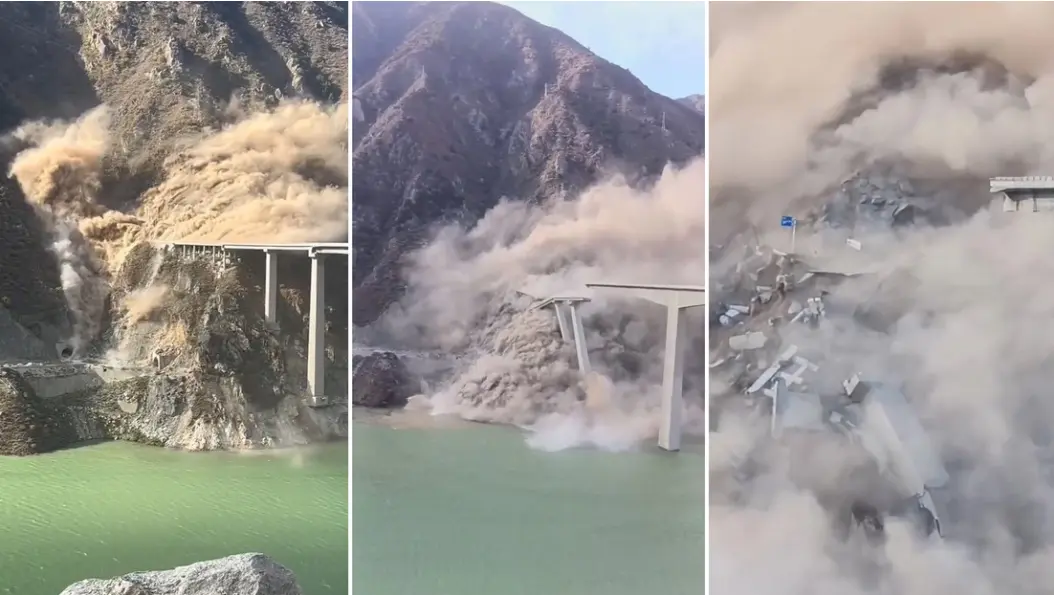 Derrumbe parcial del puente Hongqi en Maerkang