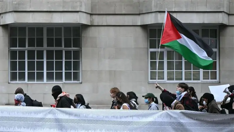 Protestas contra Israel y la UEFA en la presentación de la Euro 2028 en Londres