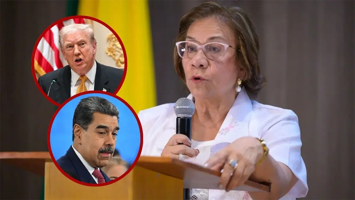 La canciller colombiana, Rosa Yolanda Villavicencio; el presidente de Estados Unidos, Donald Trump; y el presidente de Venezuela, Nicolás Maduro.