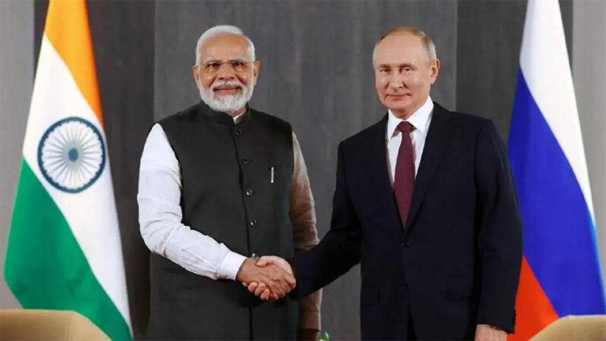 El Primer ministro de la India, Narendra Modi y el presidente ruso, Vladímir Putin.