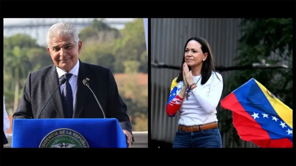 José Raúl Mulin (Presidente de Panamá) y María Corina Machado Parisca (política venezolana considerada la principal líder de la oposición al chavismo)