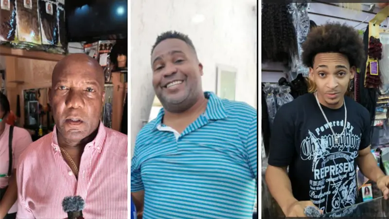 Hombres en el negocio de las extensiones de cabello confeccionan pelucas