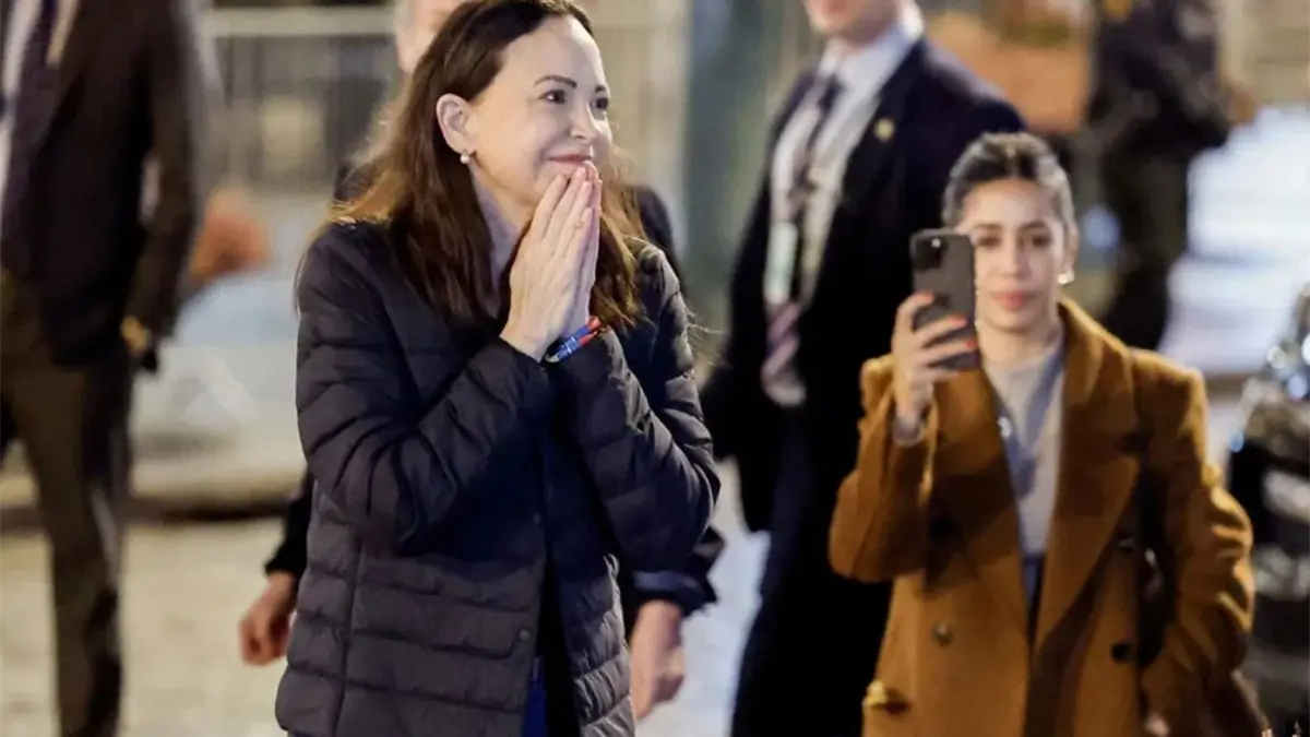 El viaje a Oslo de la opositora venezolana y premio Nobel de la Paz, María Corina Machado, fue una odisea. Imagen fuente externa.