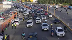 Persisten los tapones en el kil&oacute;metro 9 de la Autopista Duarte