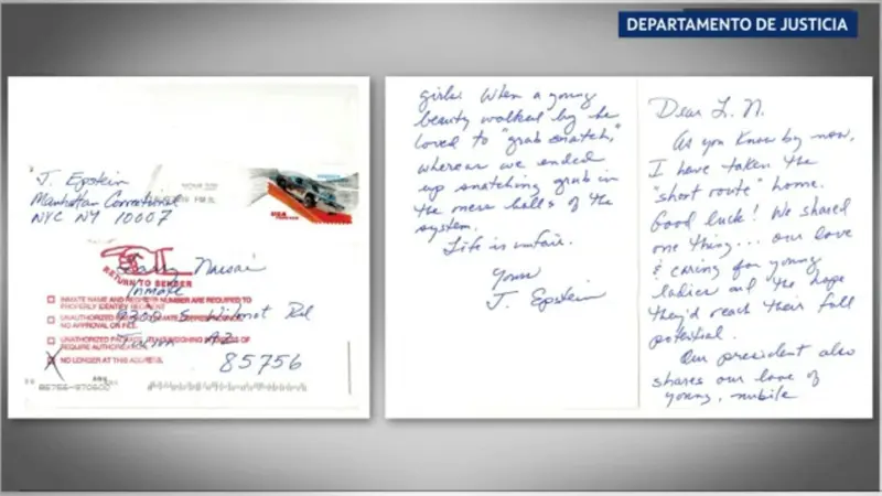 FBI dice que la carta firmada por J. Epstein con supuestas referencias a Trump es falsa