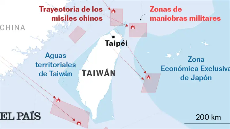 Taiw&aacute;n denuncia que &aacute;reas de maniobras chinas est&aacute;n dentro de sus aguas territoriales