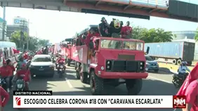 Fan&aacute;ticos del Escogido celebran corona n&uacute;mero 18 con "Caravana Escarlata"