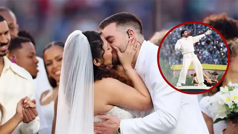 Boda durante actuaci&oacute;n de Bad Bunny en Super Bowl fue real