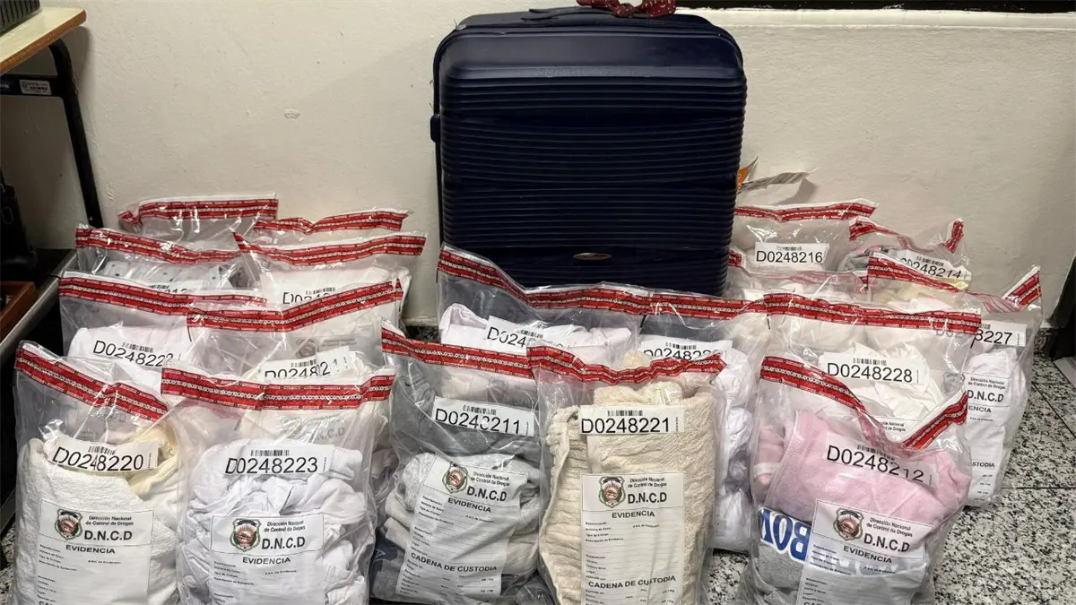 Presunta cocaína en prendas de vestir.