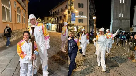 Felipe Vicini y Alejandra Aybar portan la antorcha paralímpica en Milano Cortina