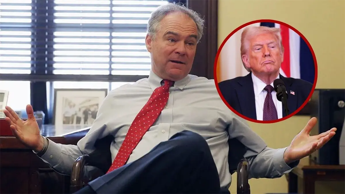 El senador demócrata Tim Kaine, y el presidente de Estados Unidos, Donald Trump