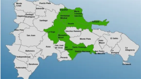 COE ampl&iacute;a alerta verde a nueve provincias y Distrito Nacional por vaguada