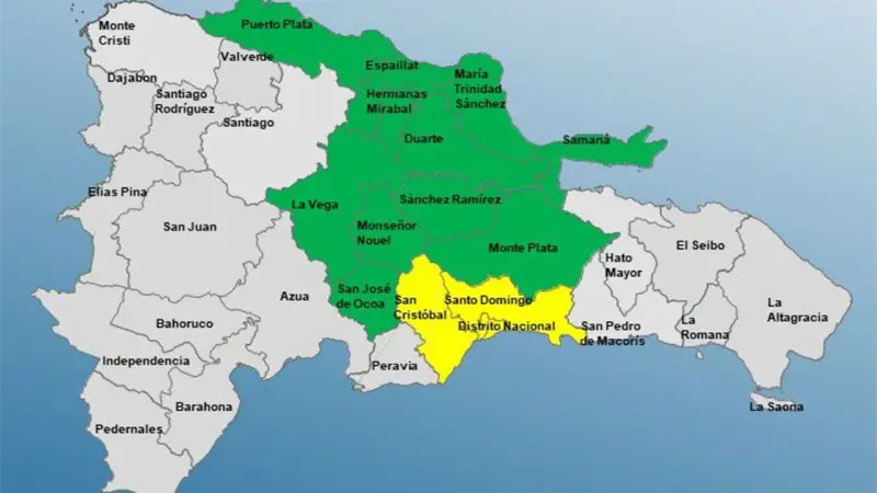 COE informa continuar&aacute;n las lluvias y coloca once provincias en alerta verde