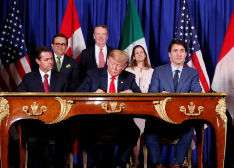 Trump firma el tratado de libre comercio con México y Canadá en la Casa ...