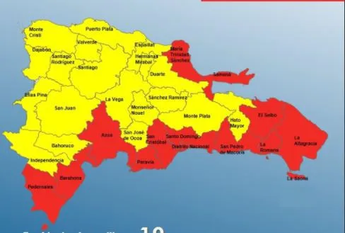 COE declara 13 provincias en alerta roja y 18 en amarilla por tormenta Grace