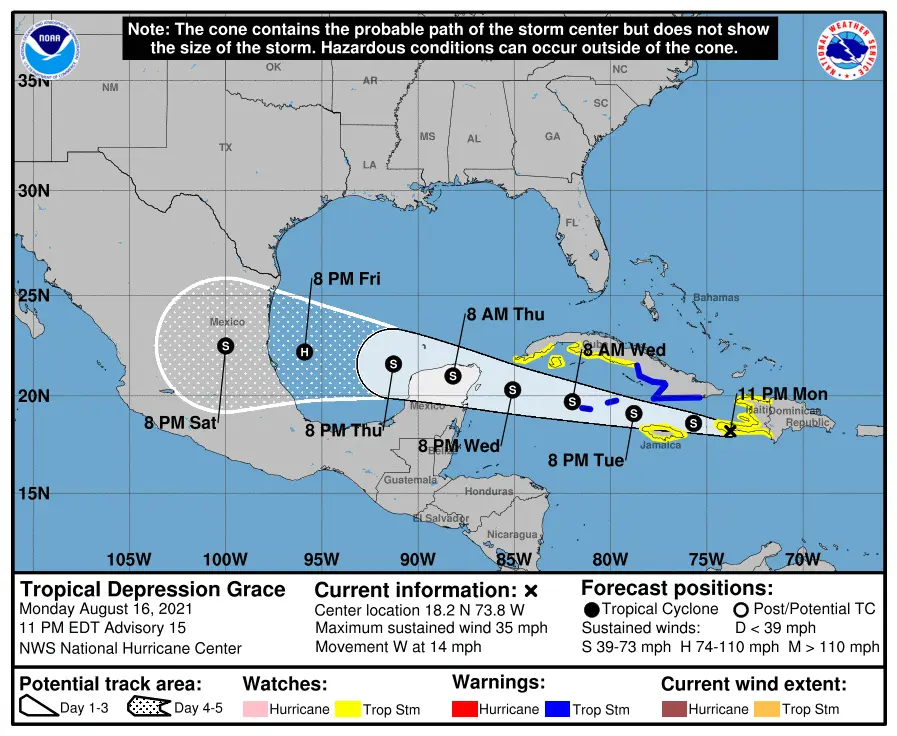 Grace podría convertirse en tormenta tropical este martes