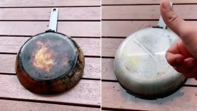 Truco para limpiar el exterior de una sartén quemada se viraliza en TikTok