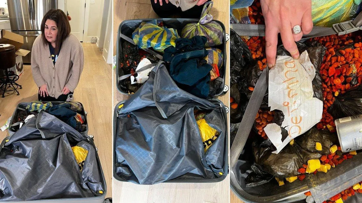 Cambian maleta de regalos por valor de 3k dólares por maleta con basura