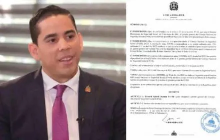 Presidente Abinader escoge a Edward Guzmán como Gerente General del CNSS