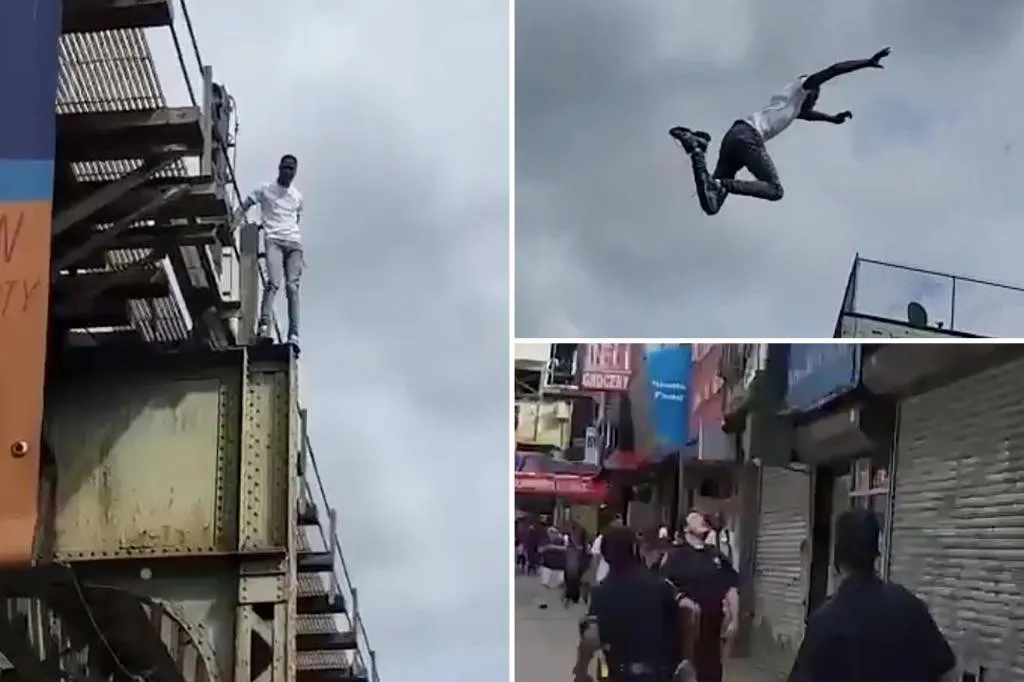 Hombre salta de los rieles de un metro a un edificio en NY para huir de la policía
