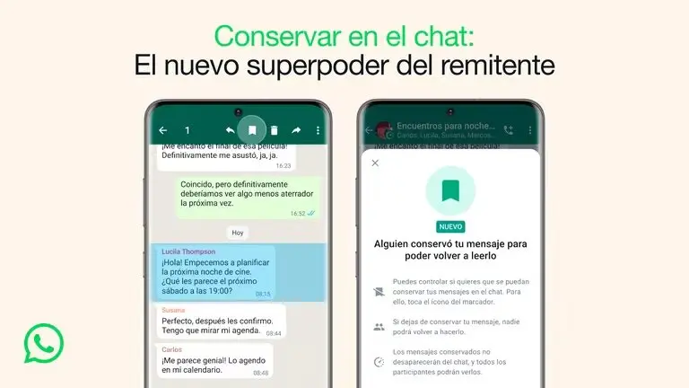 WhatsApp avisará si un contacto ha guardado mis mensajes como favoritos
