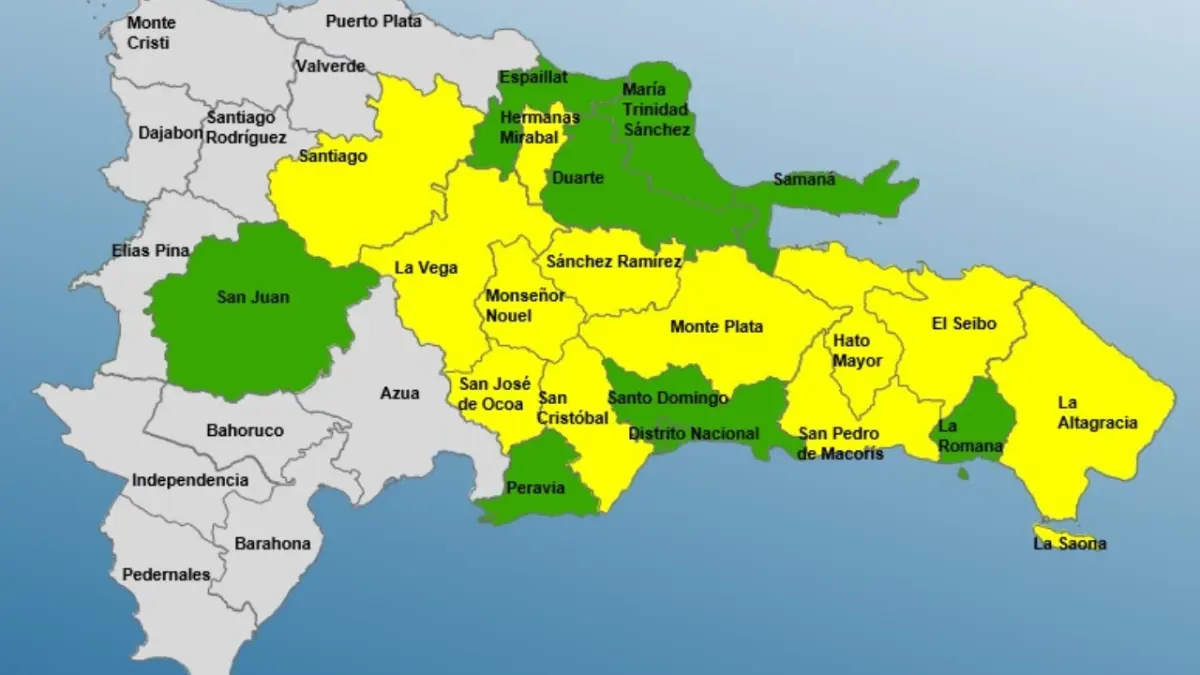 COE mantiene 12 provincias en alerta amarilla y 9 en verde