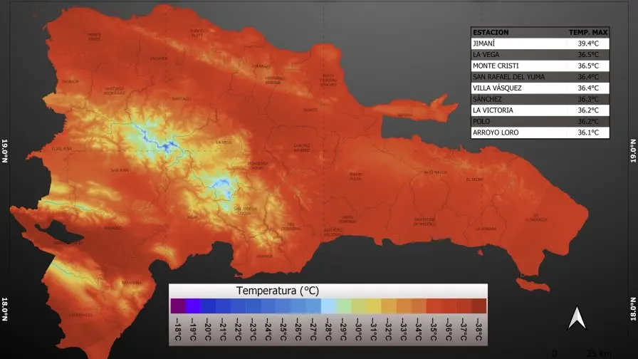 ¡Atentos! RD continúa registrando temperaturas superiores a los 39°C