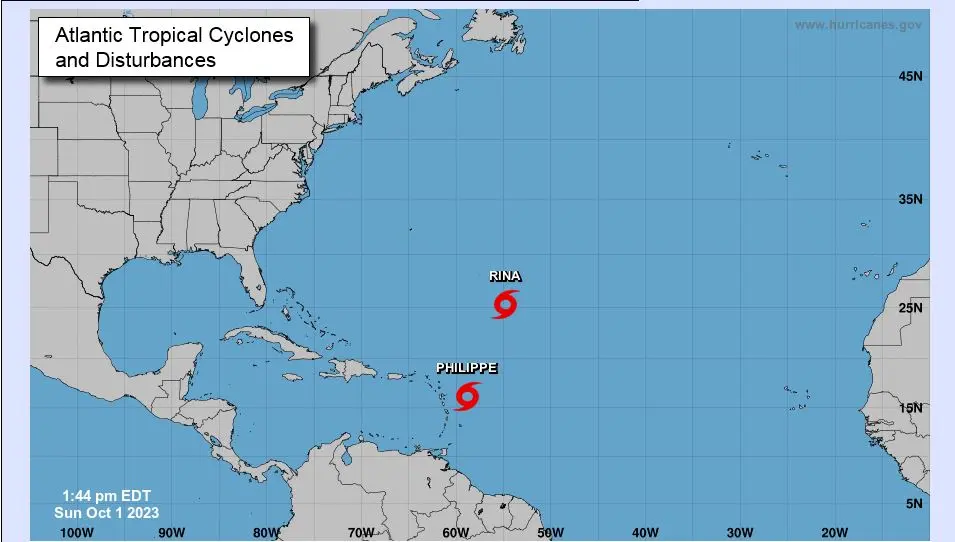 Tormenta Philippe amenaza con fuertes lluvias a Sotavento, mientras Rina se debilita