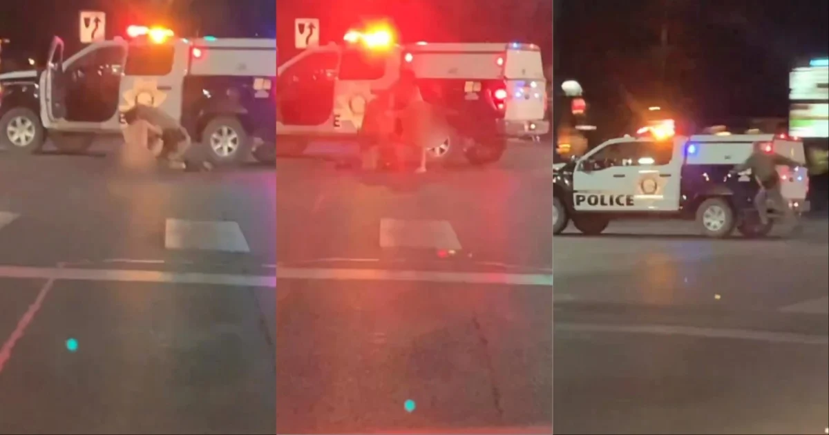 Hombre desnudo roba vehículo policial tras pelearse con un agente