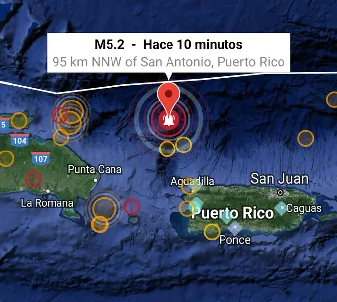 Se registra temblor entre República Dominicana y Puerto Rico