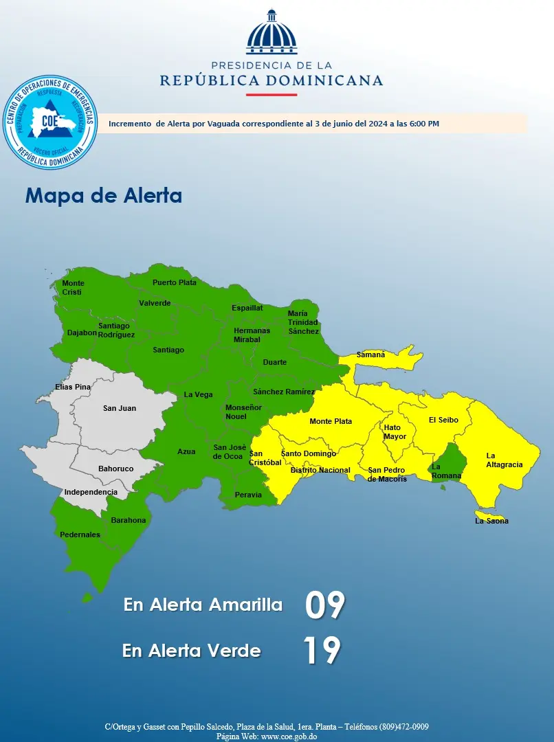 COE incrementa a 28 las alertas por vaguada y onda tropical