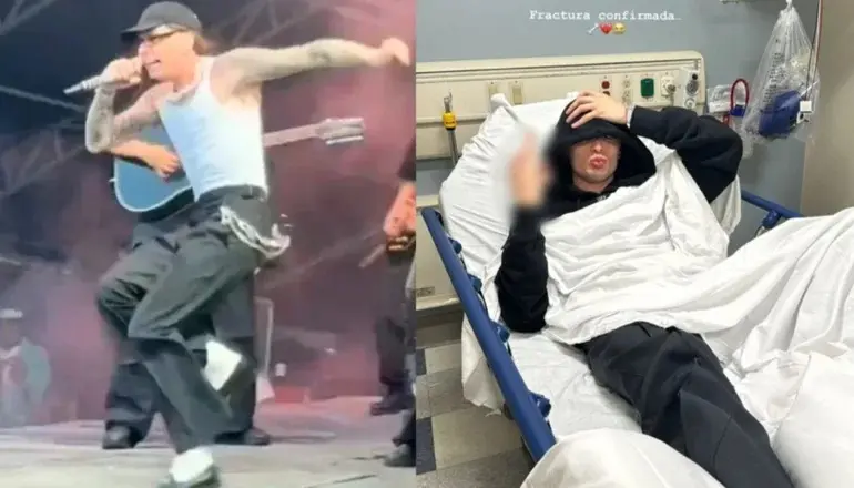 Peso Pluma se fracturó un pie mientras cantaba en un festival en Nueva York