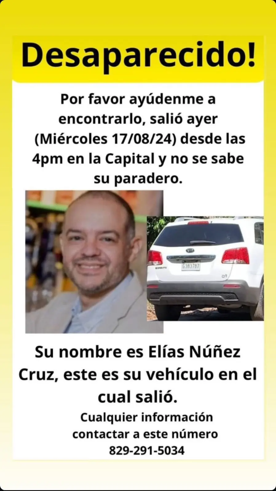 Reportan como desaparecido a Elías Núñez Cruz