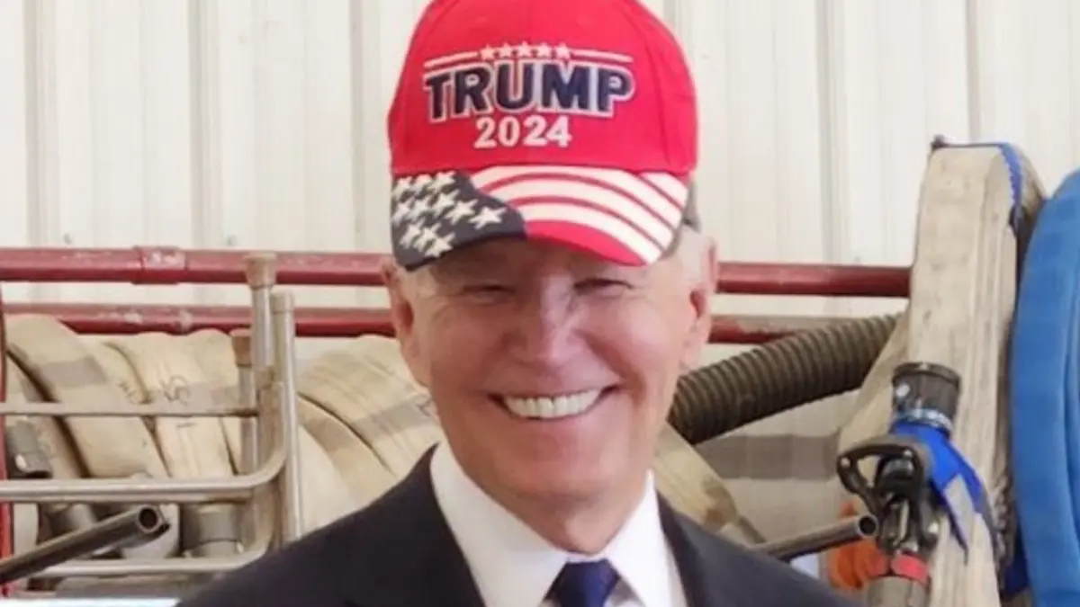 Biden usa gorra de Trump en gesto de unidad entre los dos partidos y se convierte en un meme